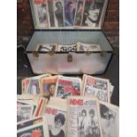 A LARGE TRUNK CONTAINING A COLLECTION OF VINTAGE MUSIC MAGAZINES, to include Daily Record, Record a