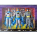 A BOXED 'THE HISTORY OF BATMAN COLLECTION' THREE PIECE FIGURE SET, an official licensed product by