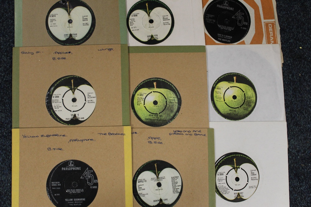 A QUANTITY OF THE BEATLES RELATED 45 RPM 7" SINGLE RECORDS, various labels - predominantly Apple re - Image 4 of 8