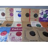 A SELECTION OF VINTAGE 78 RPM RECORDS, to include The Platters, Petula Clark, Gale Storm, Guy Mitch