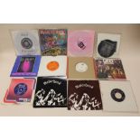 A COLLECTION OF ROCK 45 RPM 7" SINGLE RECORDS ETC., to include The Who, Motorhead, Judas Priest, Ir