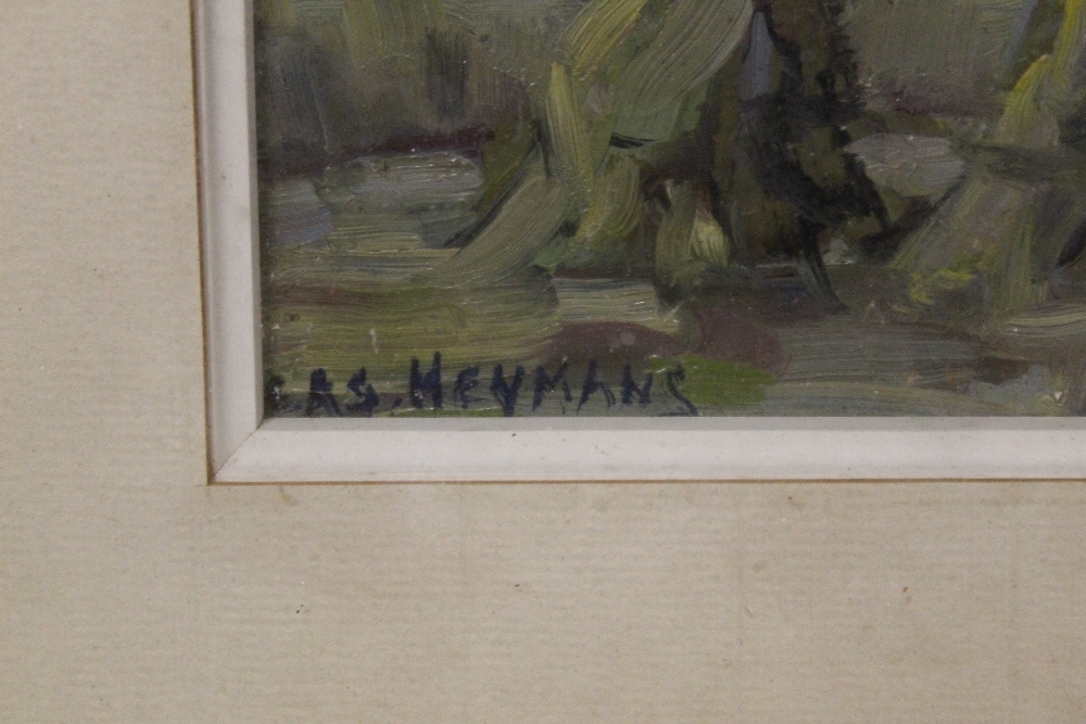 BAS. HEYMANS (XX). Dutch school, an impressionist stormy landscape with corn stooks. Signed lower - Image 2 of 4