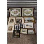 A COLLECTION OF ASSORTED PICTURES AND PRINTS TO INCLUDE A GILT FRAMED OIL ON CANVAS, BALLERINA
