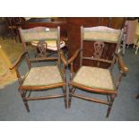 A PAIR OF EDWARDIAN ARMCHAIRS