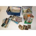 A QUANTITY OF POSTCARDS, CIGARETTE CARDS ETC