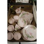 A TRAY OF TUSCAN FLORAL CHINA ETC