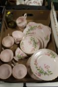 A TRAY OF TUSCAN FLORAL CHINA ETC