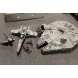 A 1995 TONKA STAR WARS MILLENNIUM FALCON TOGETHER WITH OTHER STAR WARS TOYS