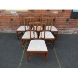 A SET OF SIX 19TH CENTURY COUNTRY DINING CHAIRS, with pierced splat backs, drop-in seats