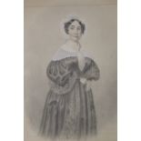 W. VINE (XIX). Portrait study of a Victorian lady with white lace collar and bonnet, signed lower