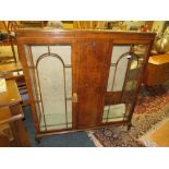 A REPRODUCTION WALNUT GLAZED DISPLAY CABINET W-123 CM