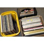 THREE BOXES OF LP RECORDS AND 78'S TO INCLUDE ELO, QUEEN, ETC