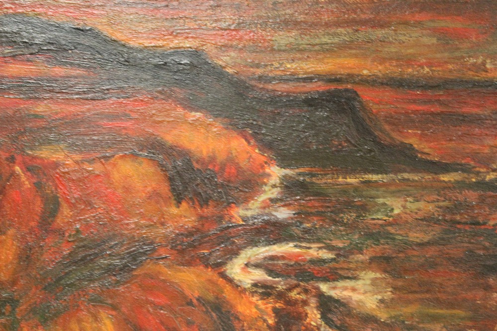 (XX). An impressionist stormy rocky coastal scene. Indistinctly signed lower left, oil on canvas, - Image 2 of 4