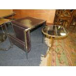 A MODERN CHROMED OCCASIONAL TABLE AND A WINE TABLE