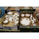 TWO TRAYS OF ROYAL ALBERT OLD COUNTRY ROSES CHINA