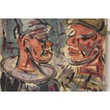 G. R. M. (XX). An impressionist head and shoulder study of two clowns. Signed with initials lower