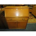 A MODERN TEAK BUREAU W - 84 CM