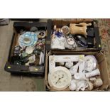 THREE TRAYS OF ASSORTED CERAMICS IN TO INCLUDE AYNSLEY EDWARDIAN KITCHEN GARDEN CLOCK, COTTAGE