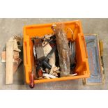A SMALL BOX OF TOOLS AND PARTS