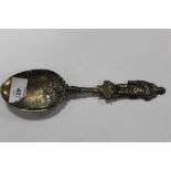 A SCOTTISH HALLMARKED SILVER APOSTLE SPOON LENGTH - 23CM APPROX WEIGHT -108.8G