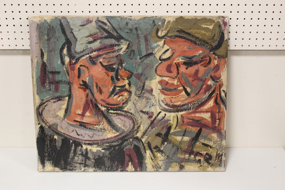 G. R. M. (XX). An impressionist head and shoulder study of two clowns. Signed with initials lower - Image 2 of 4