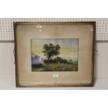 J B DAVIS (XIX). A harvest scene with figures, signed lower left and dated 1884, oil, framed and
