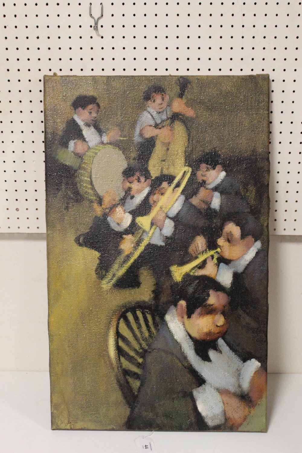 LEONARD CREO (Bb. 1923). American school, an impressionist study of a jazz band. Signed lower - Image 2 of 3