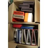 TWO BOXES OF LEVER ARCH FILES AND OTHER STATIONARY