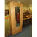 AN ANTIQUE PINE MIRRORED WARDROBE W-80 CM