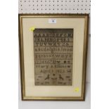 A FRAMED AND GLAZED ANTIQUE SAMPLER BY MARY A ELLIOTT 1823