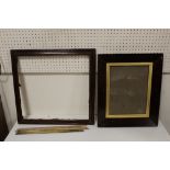 TWO 19TH CENTURY ROSEWOOD FRAMES WITH GOLD SLIPS, frame w 3.5 and 5.5 cm, rebates 46 x 43 cm & 37