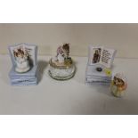 THREE MUSICAL BEATRIX POTTER FIGURES (ONE LOOSE FROM BASE)