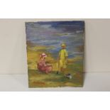 BROPHY (XX). An impressionist beach scene with two children. Signed lower left, oil on canvas,