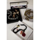 A SMALL COLLECTION OF DESIGNER COSTUME JEWELLERY ITEMS, to include an earrings and necklace set by