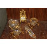 A COLLECTION OF FRANKLIN MINT GLASS AND GILT METAL TRINKET POTS ETC. TO INCLUDE CARRIAGE SHAPED EXA