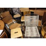 SIX ASSORTED MODERN CHAIRS AND A STOOL INCLUDING INDUSTRIAL EXAMPLES (7)