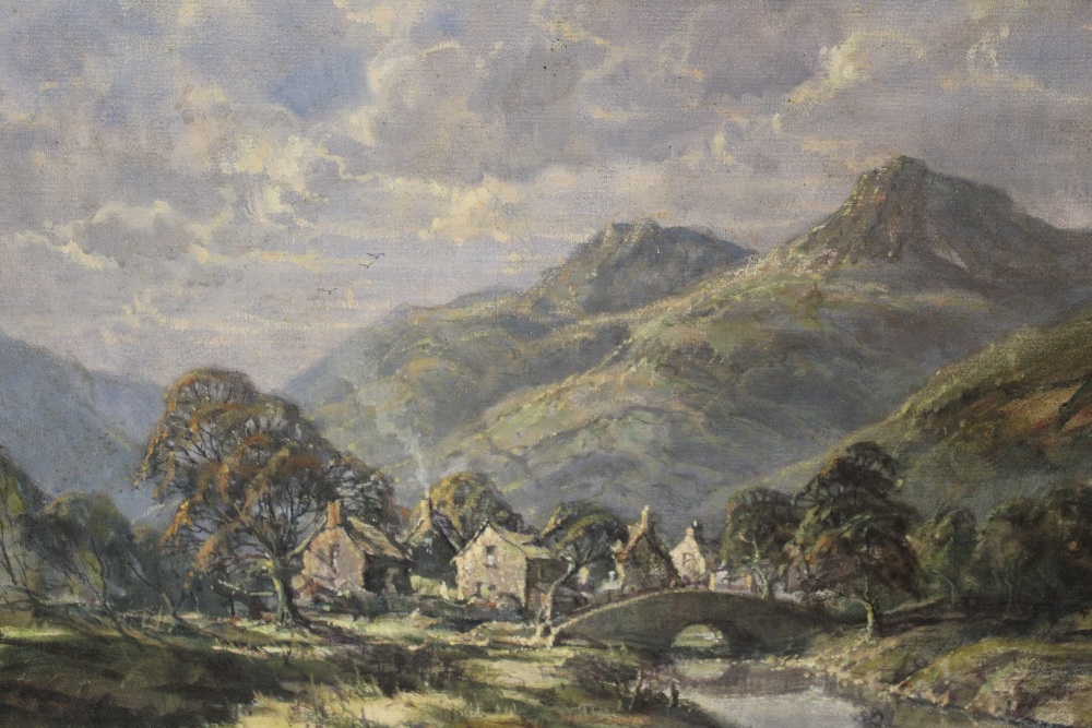 R.G. TROW. Modern British school. mountainous landscape with village, signed and dated 1924 lower