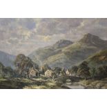 R.G. TROW. Modern British school. mountainous landscape with village, signed and dated 1924 lower
