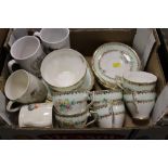 A TRAY OF WELLINGTON CHINA TOGETHER WITH FOUR COMMEMORATIVE MUGS