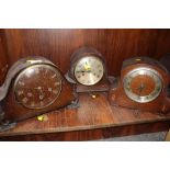 THREE VINTAGE MANTEL CLOCKS AND KEYS