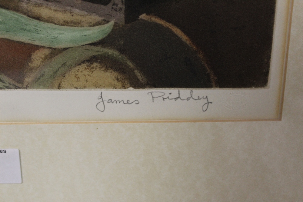 A FRAMED AND GLAZED SIGNED JAMES PRIDDEY PRINT ENTITLED TULIPS' 33CM BY 42 CM - Image 3 of 4