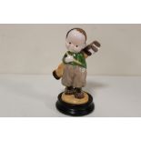 A MABEL LUCIE ATTWELL STYLE FIGURE OF A GOLFER, STUCK TO BASE, H 18 CM