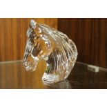 A WATERFORD CRYSTAL BUST OF A HORSE H 12.5 CM