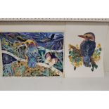 J.G. EISWORTHY PAYNE. Two colourful studies of birds on branches. Signed and dated 1974 and 1970,