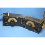 A PAIR OF WWII RAF LANCASTER BOMBER RADIO RECEIVERS in steel cases