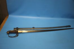 AN INFANTRY OFFICER'S DRESS SWORD, with VR cyphor to hilt, in steel scabbard by Firmin & Sons