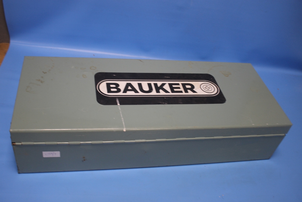 A 'BAUKER' METAL BOX, 70 x 28 x 15 cm