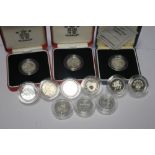 TWELVE VARIOUS SILVER PROOF PIEDFORT £1 COINS - 1986, 1987, 1989, 1994, 1995 x 2, 1999, 2002,