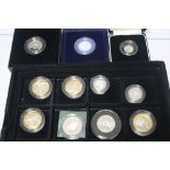 CASED SILVER PROOF COINS - 1982 Piedfort 20p, 1992 Piedfort 10p and 2003 20p Britannia together with