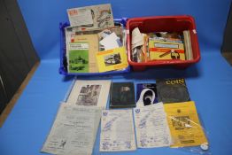 A BOX OF EPHEMERA to include football programmes, stamps, magazines etc.